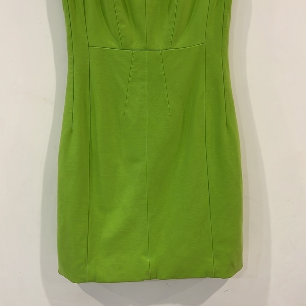 Diane Von Furstenburg Agatha Lime Green Zip front Mini Dress Size 10 - Picture 6 of 16